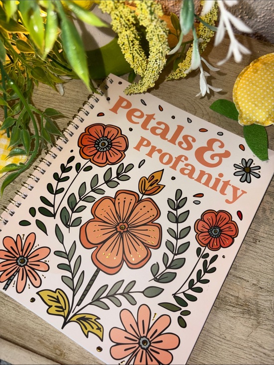 Other - Petals & Profanity Floral Spiral Notebook - Peach Pink & Green